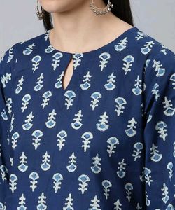 Libas Blue Ethnic Motifs Printed Pure Cotton