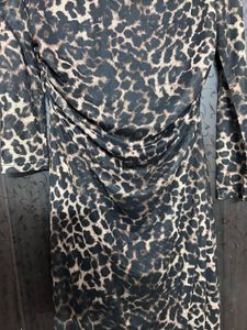 Leopard Print Long Sleeve Ruched Dress