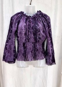 4237. Sheer Purple Snake Print Blouse