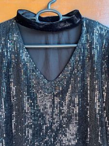 Sparkling Sequin V-Neck Top