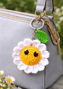 Cute Crochet Daisy Flower Keychain