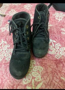 Black Lace-Up Ankle Boots