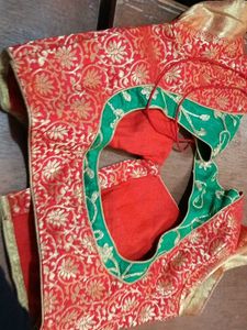 Red Brocade Blouse