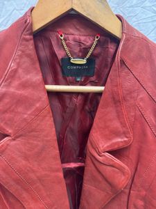Red Leather Cropped Jacket