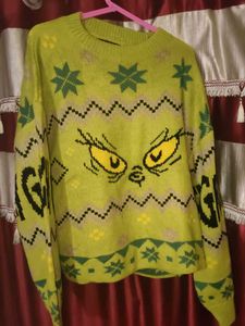 Grinch Face Knit Sweater