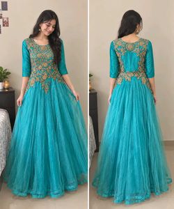 Exquisite Teal & Gold full lenght Gown