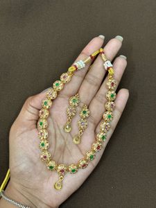 Elegant Gold-Plated Necklace and Earring Set