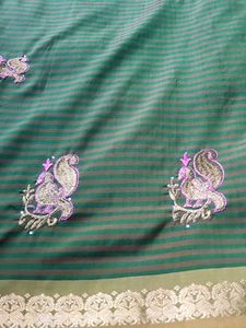 Olive Green Color Saree With Blouse