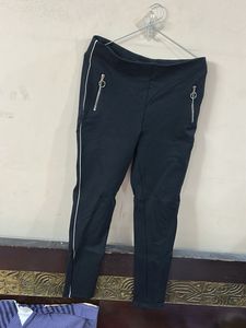 Stylish Black Pants with Zipper Detail