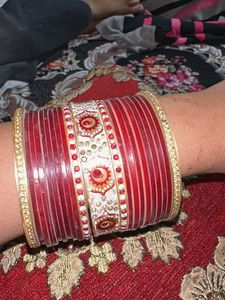 Red &amp; Gold Chura Bangles Set