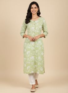 Rangmanch Light Green Floral Kurta