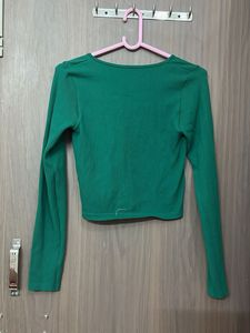 Emerald Green V-Neck Cropped Top for M &amp;L