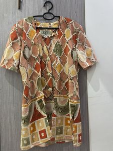 Unique Vintage Print Button-Up beach tunic
