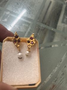 Gold Tone Earrings with Pearls