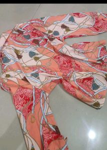 Chic Scarf Print Button-Up Shirt