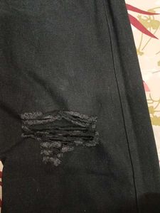 Black Ripped Wide-Leg Jeans