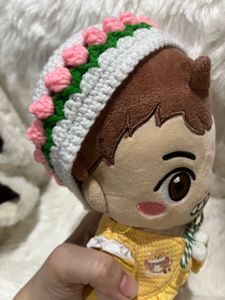 Cute Plush Doll with Crochet Hairband