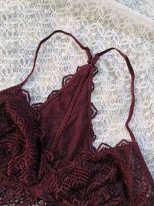 Women's Burgundy Lace Bralette