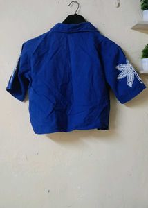 Blue Palm Tree Print Shirt