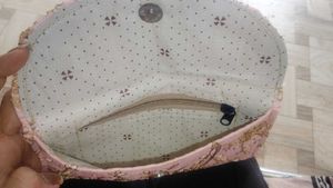 Embroidered Pink Clutch