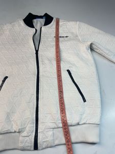 Adidas White Textured Bomber Jacket