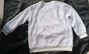 Party Wear White Sequence Sweater