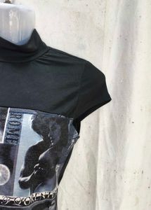 Graphic Print Mock Neck Top