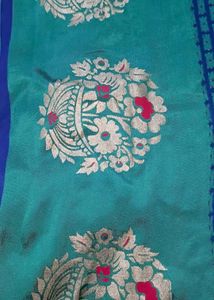 Golden💙Blue 💙Brasso Saree