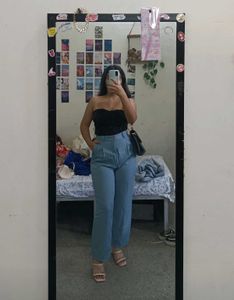 Stylish Light Blue High-Waisted Pants