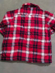 Red Plaid Button-Up Shirt