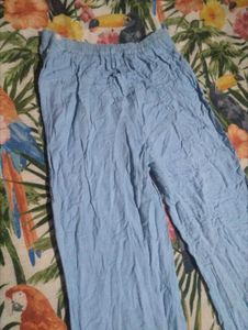 Light Blue Crinkle Palazzo Pants
