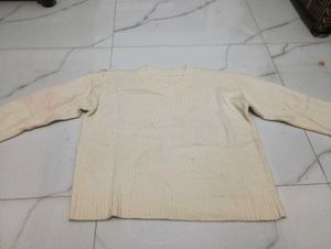 Vintage Cream V-Neck Sweater