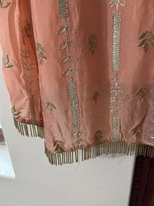 Peach Embroidered Sleeveless Kurta