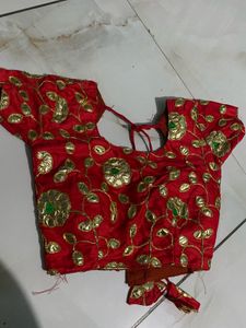 Red Silk Lehenga with Gold Border