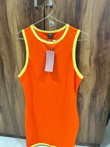 Orange Cartoon Print Dress