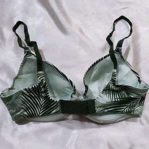 Green Palm Print Bra