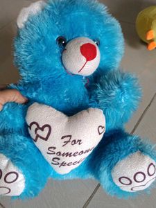 Cute Blue Teddy Bear with Heart