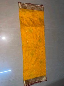 Vibrant Yellow Silk Saree with Ornate Border