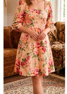 Floral Print Square Neck Dress