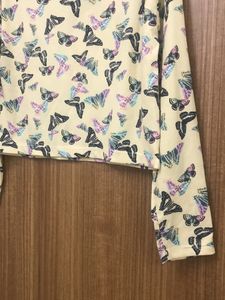 Butterfly Print Long Sleeve Slim Fit Top