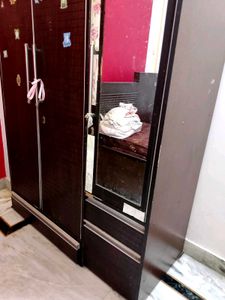 Dark Brown Wardrobe with Mirror