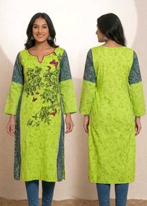 Vibrant Green Floral Print Kurta