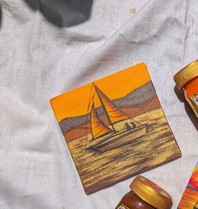 Mini Canvas Sailboat Painting