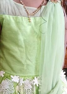 Girls Green Netted Frock
