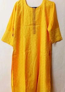 Yellow Embroidered Kurti