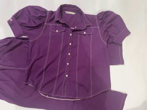 Purple Puff Sleeve co ord set