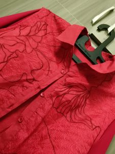 Sexy Red Floral Print Shirt
