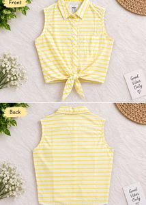 💛 Yellow &amp; White Striped Sleeveless Shirt – Max