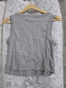 Zudio Gray Sleeveless Ribbed Tank Top