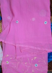 Pink crepe saree
